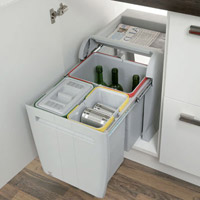 kitchen waste bin - City, 2 x 8litre + 1x18litre bins.