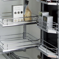 Tall kitchen pull-swing, door mounted, solid base basket