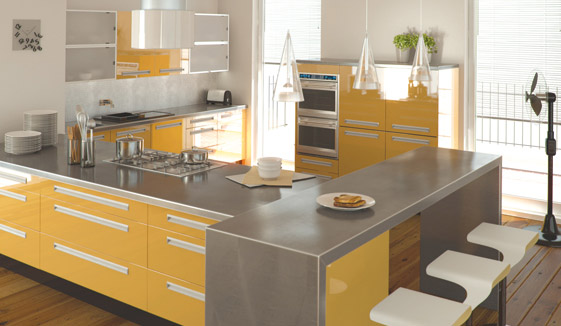 Kitchen as Zurfiz in ultragloss saffron