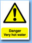 Danger hot water sign