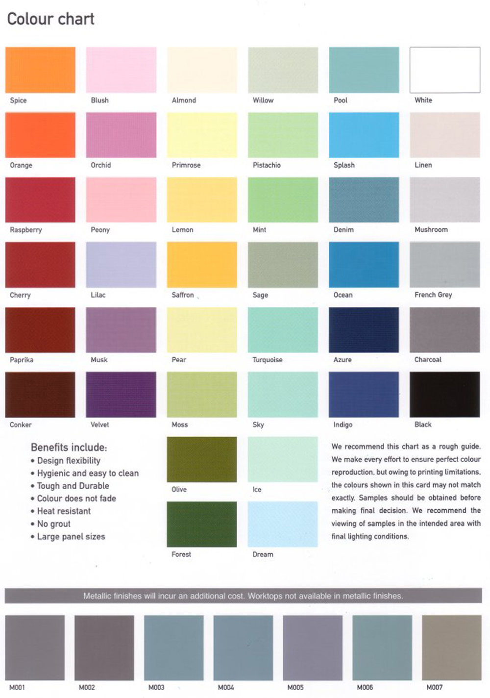 Egger Laminate Colour Chart